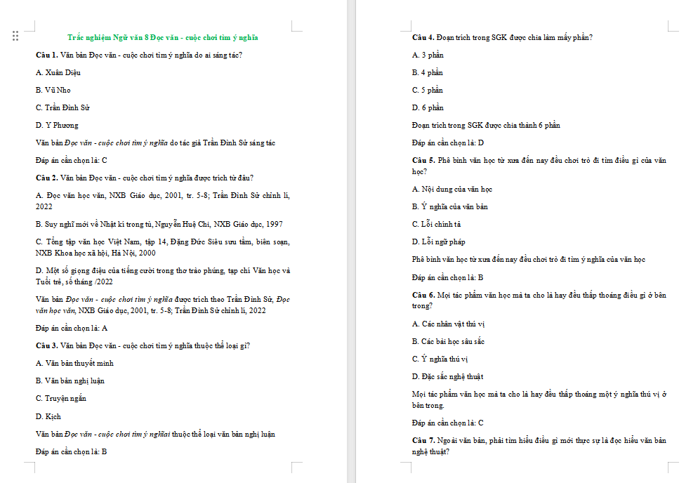 Đọc văn cuộc chơi tìm ý nghĩa