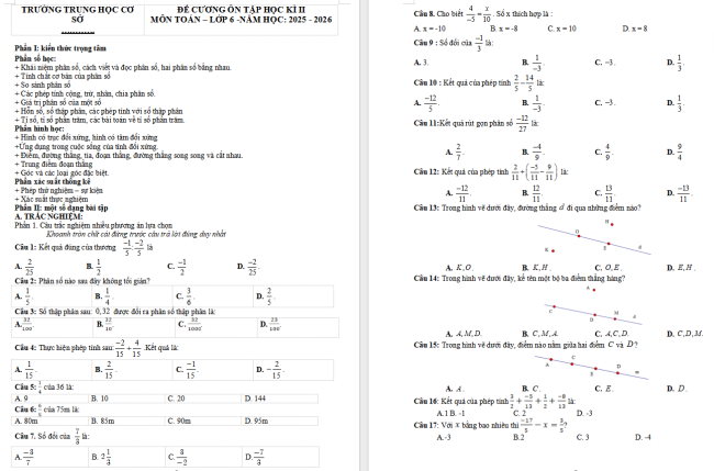 Đề cương học kì 2 môn Toán 6 Kết nối tri thức