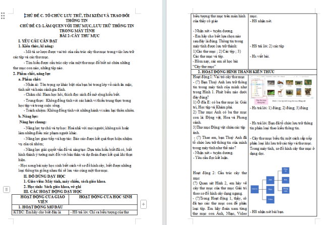 Giáo án Tin học 3 Bài 2: Cây thư mục