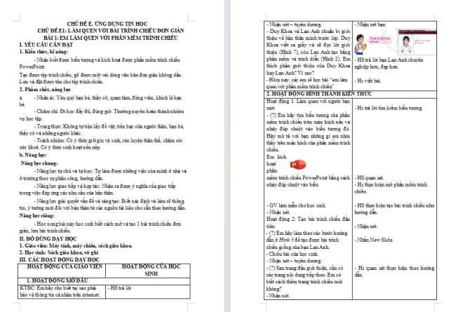 Giáo án Tin học 3 Bài 1: Em làm quen với phần mềm trình chiếu