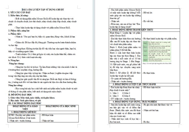 Giáo án Tin học 3 Bài 2: Em luyện tập sử dụng chuột