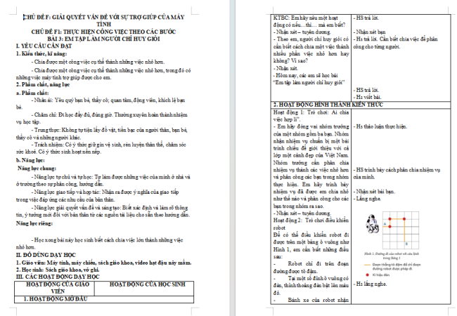 Giáo án Tin học 3 Bài 3: Em tập làm người chỉ huy giỏi