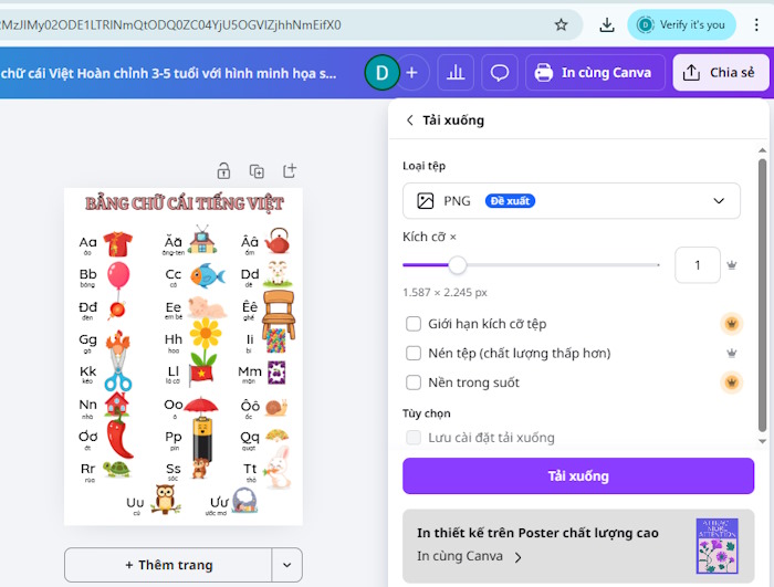 Dùng Canva để thiết kế một bảng chữ cái