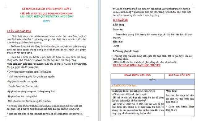 Giáo án Đạo đức 2 Bài 15: Thực hiện quy định nơi công cộng