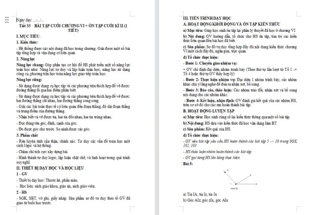 Giáo án Toán 6 Bài tập cuối chương 6