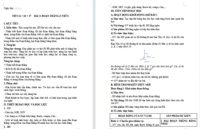 Giáo án Toán 6 Bài 3: Đoạn thẳng