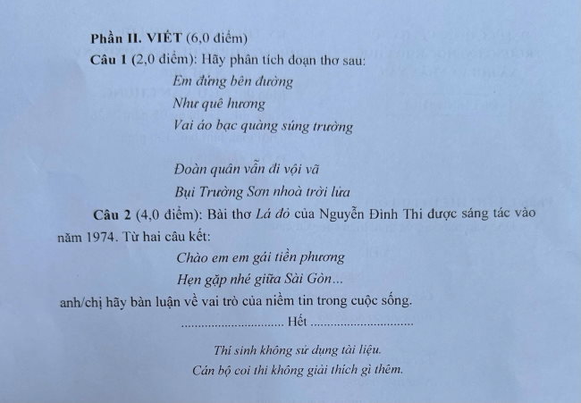Đề thi vào 10 chuyên Khoa học Xã hội và Nhân văn môn Văn 2026