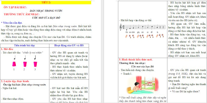 Giáo án PowerPoint Âm nhạc 2 Tiết 2: Ôn tập bài hát Dàn nhạc trong vườn. Thường thức âm nhạc Ước mơ của bạn Đô