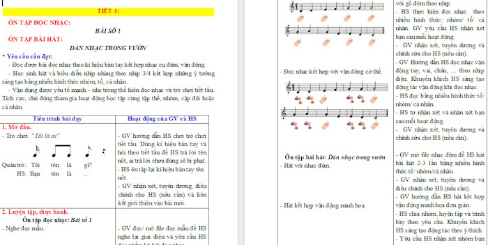 Giáo án Âm nhạc 2 Tiết 4: Ôn tập Hát và đọc nhạc. Vận dụng sáng tạo