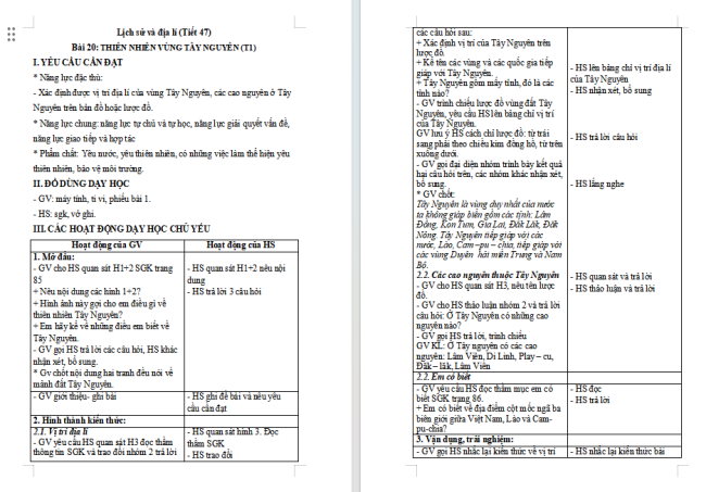 Giáo án Lịch sử - Địa lí 4 Bài 20