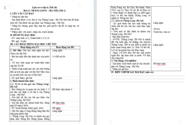 Giáo án Lịch sử - Địa lí 4 Bài 12