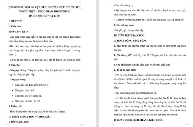 Giáo án Khoa học tự nhiên 6 Bài 12