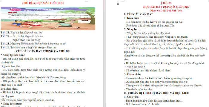 Giáo án Tiết 23: Học bài hát Đẹp mãi tuổi thơ