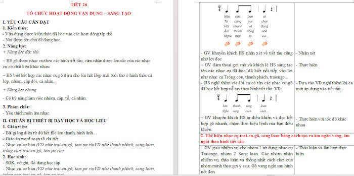 Giáo án Tiết 26: Tổ chức hoạt động Vận dụng sáng tạo