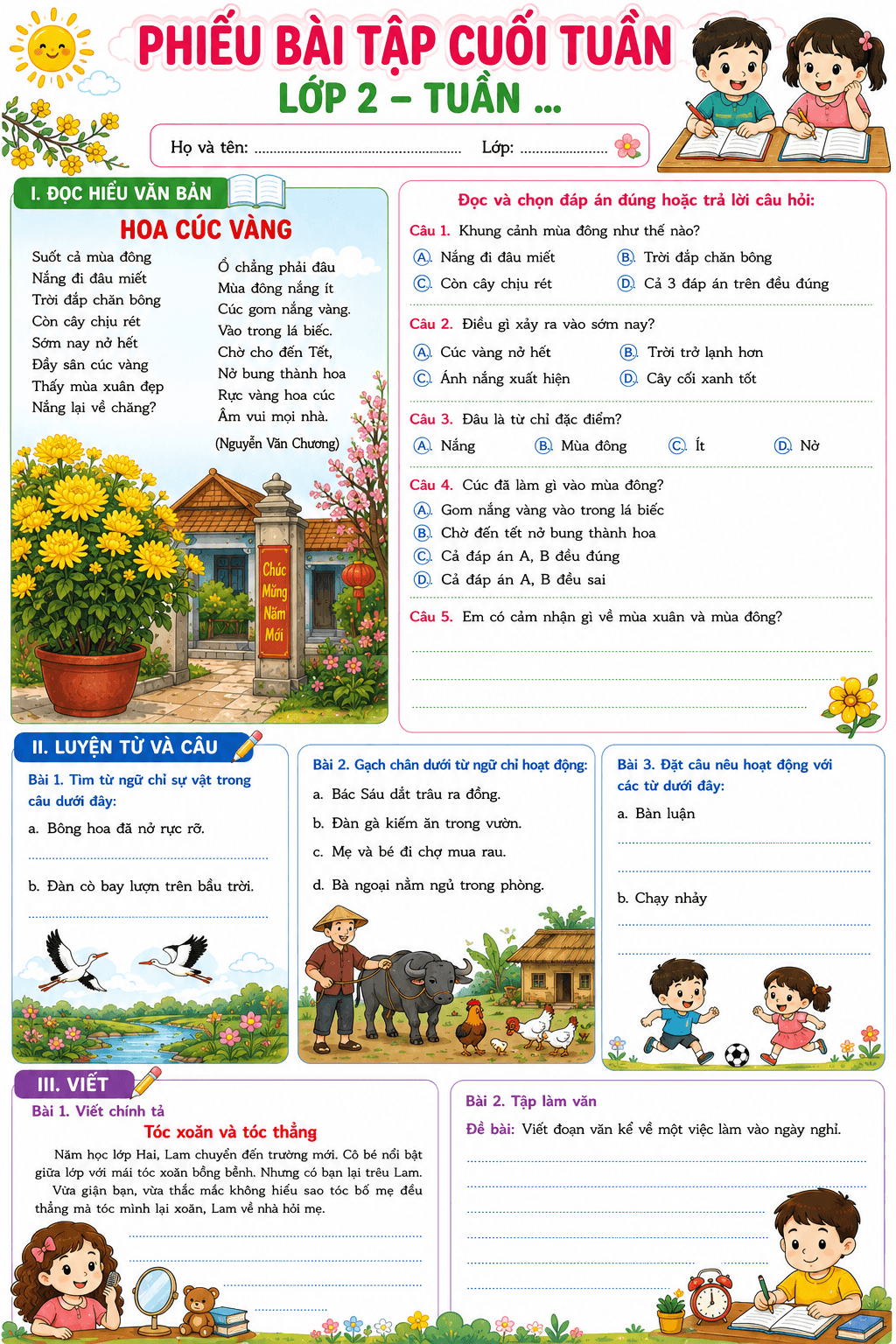 Bài tập cuối tuần môn Tiếng Việt 2 KNTT - Bộ số 1