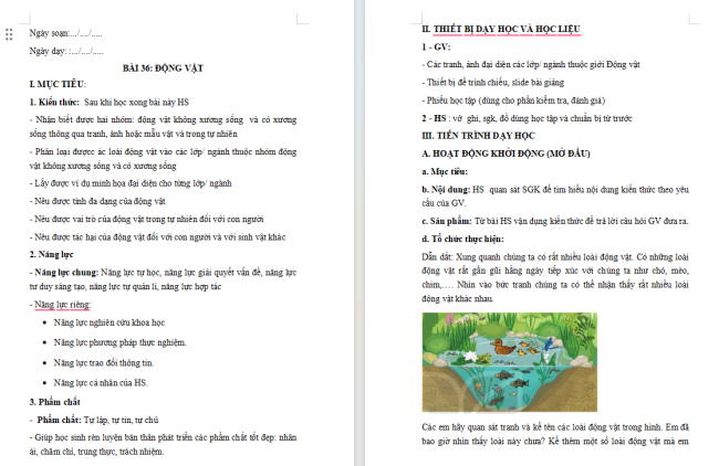 Giáo án Khoa học tự nhiên 6 Bài 36