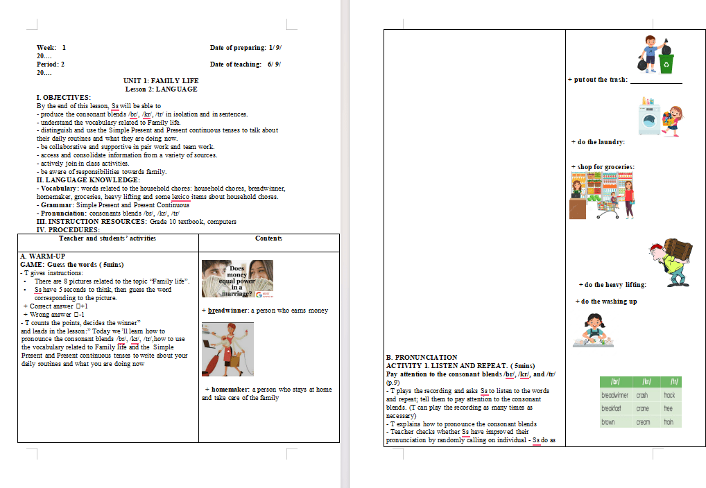 Giáo án Tiếng Anh 10 Unit 1: Language