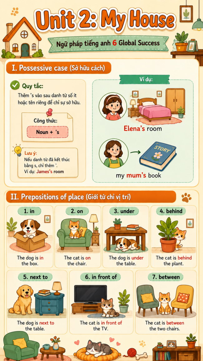 Infographic ngữ pháp Tiếng Anh 6 Global Success
