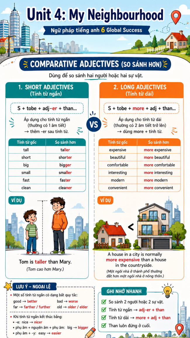 Infographic ngữ pháp Tiếng Anh 6 Global Success