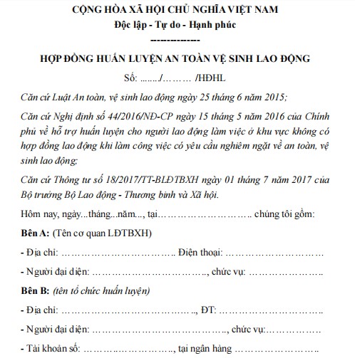 Mẫu hơp đồng huấn luyện