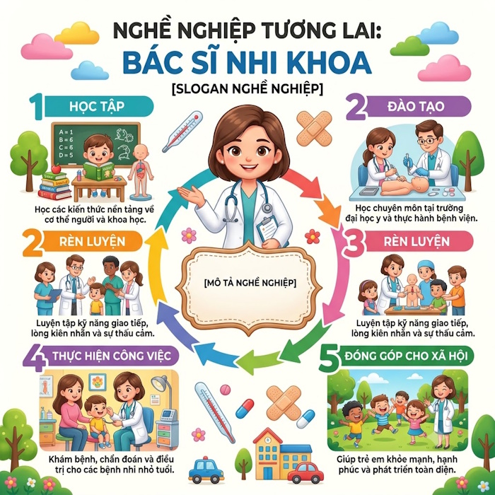 Thiết kế infographic giáo dục cho trẻ em về nghề nghiệp tương lai