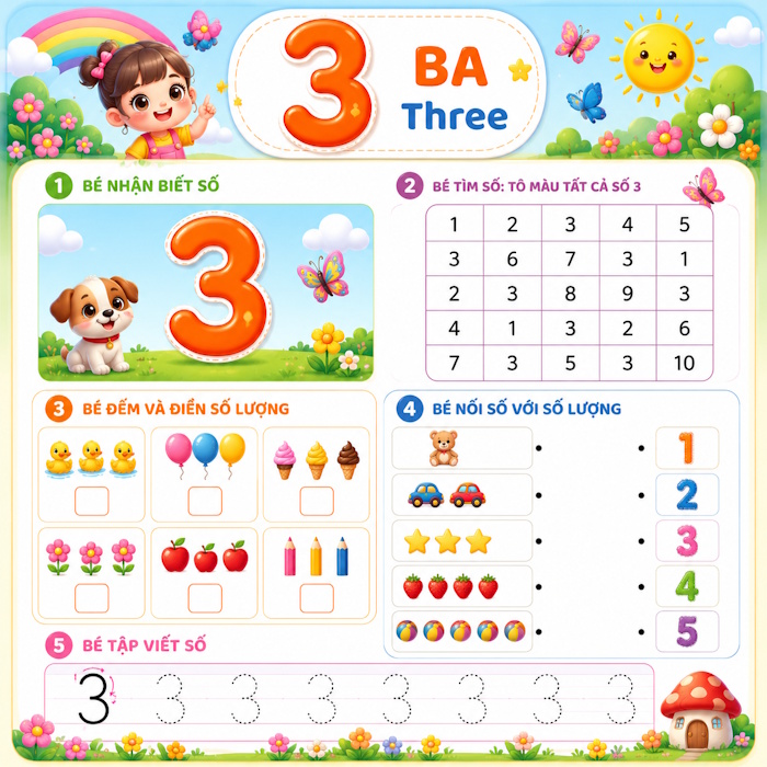 Tạo ảnh phiếu bài tập cho bé