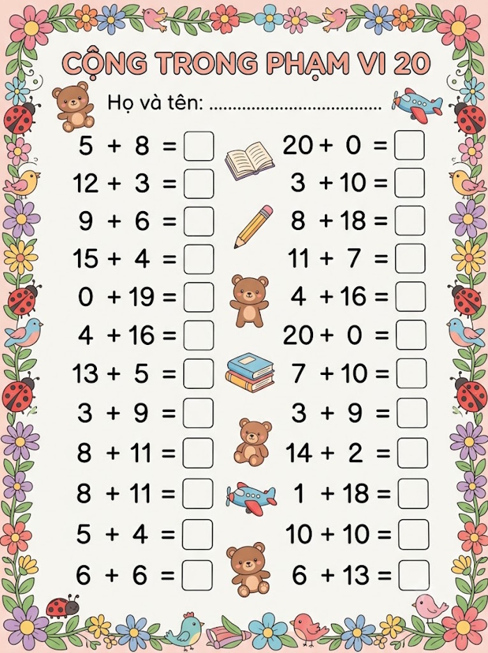 Tạo một ảnh học toán cho bé mầm non