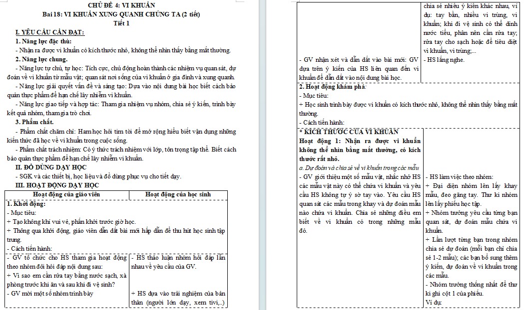 Bài 18: Vi khuẩn xung quanh chúng ta