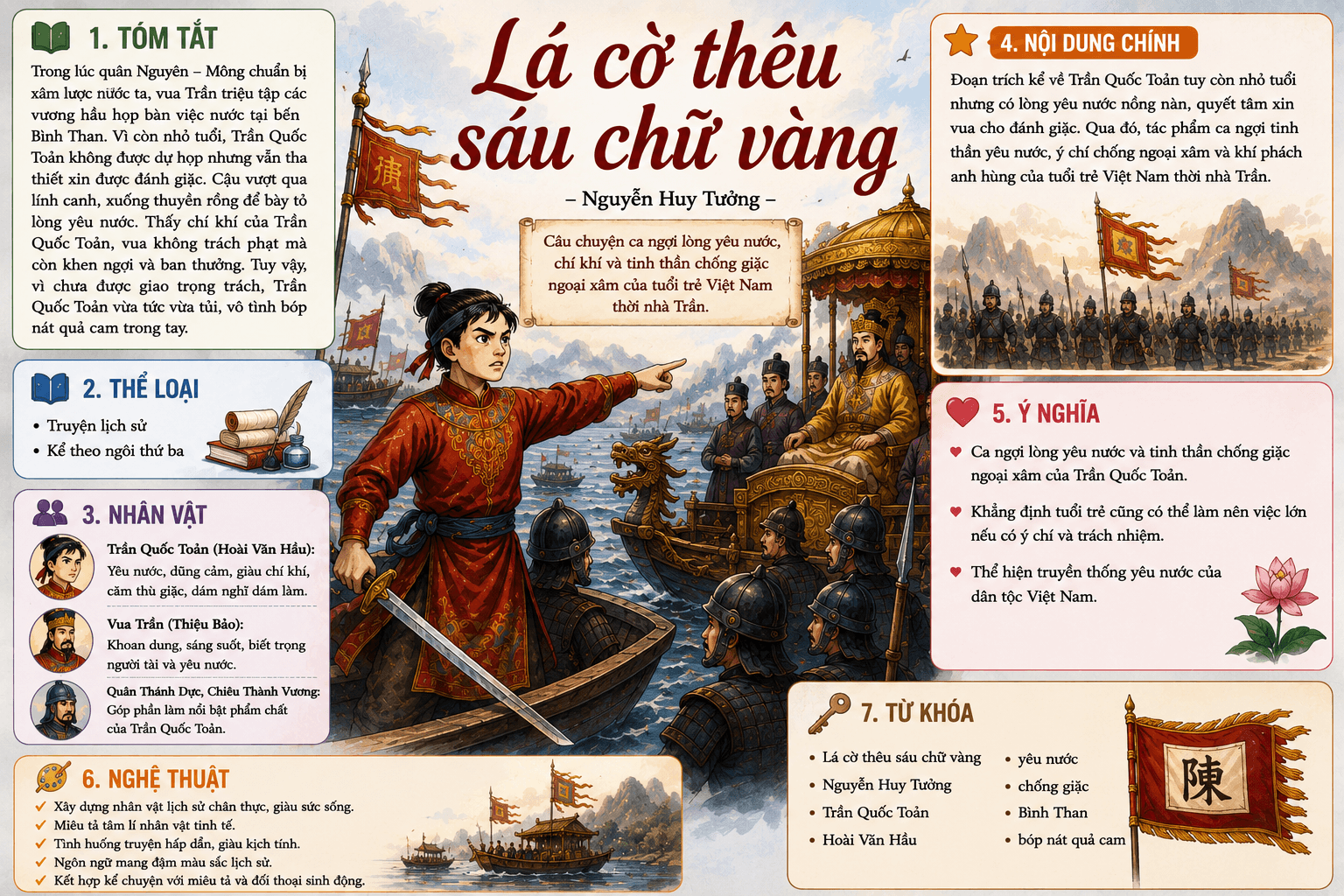 Giới thiệu về Lá cờ thêu sáu chứ vàng