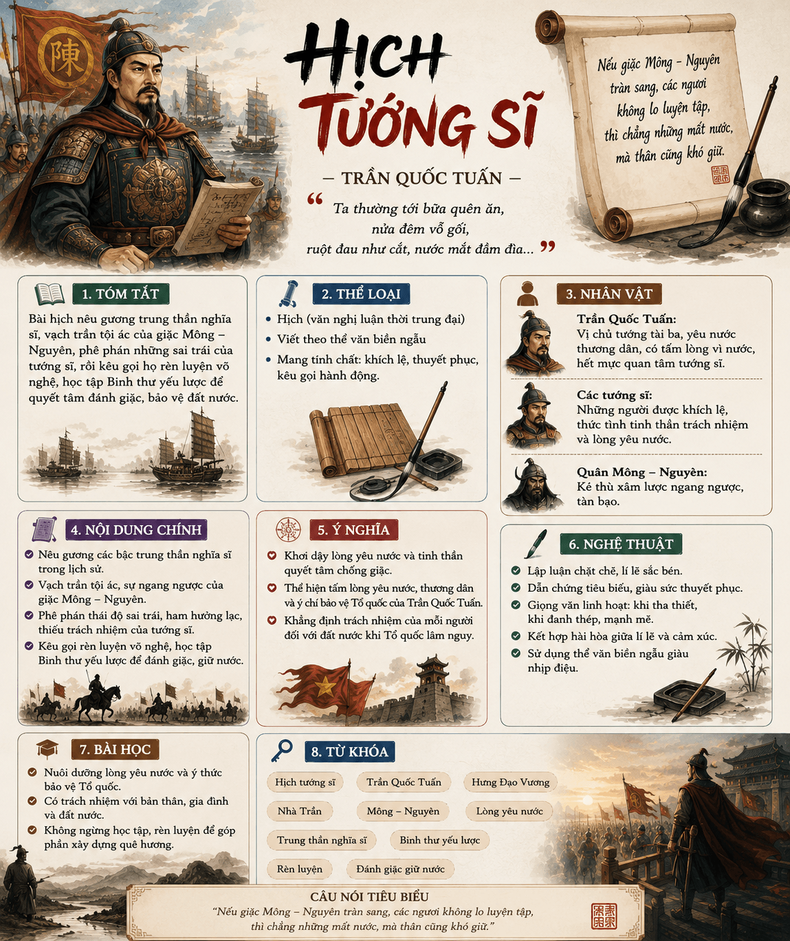 Infographic bài Hịch tướng sĩ