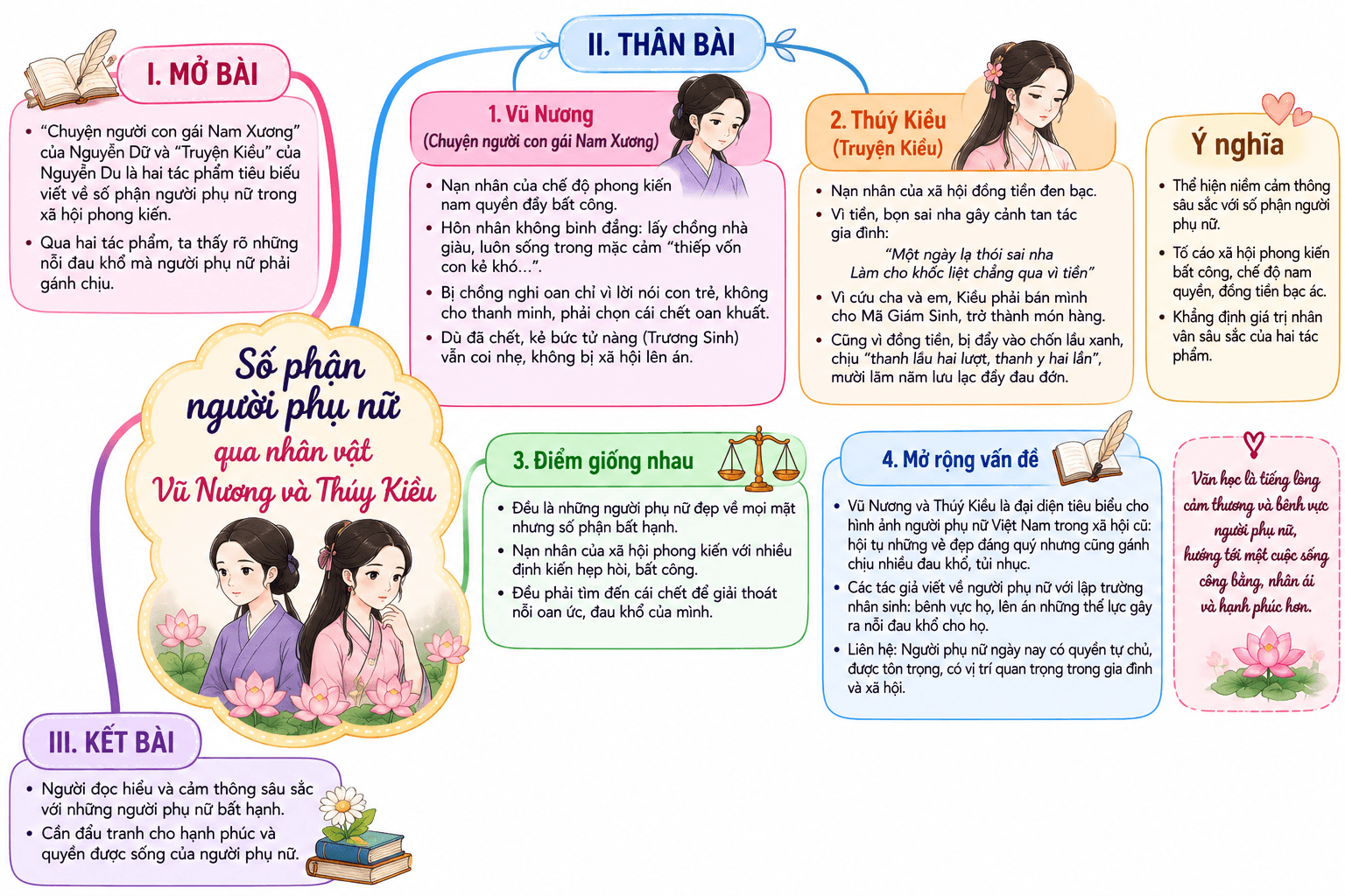 Số phận người phụ nữ trong xã hội phong kiến qua nhân vật Vũ Nương và Thúy Kiều