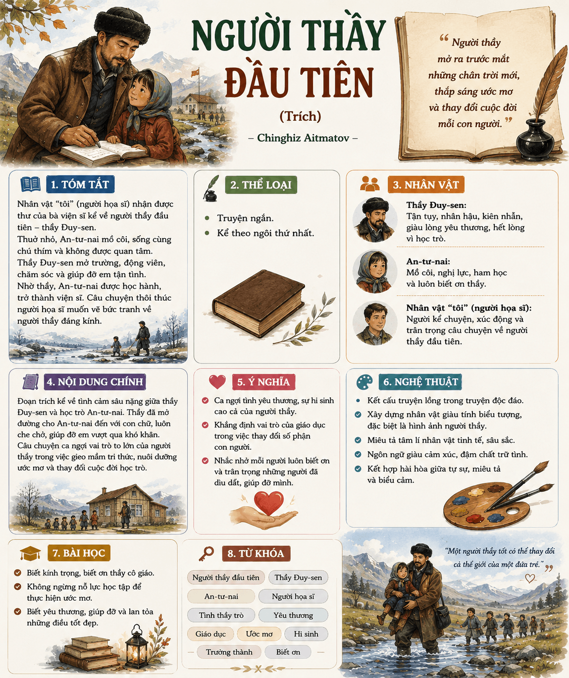 Infographic của bài Người thầy đầu tiên