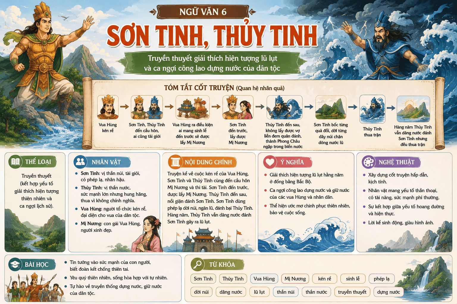 Infographic Sơn Tinh, Thủy Tinh
