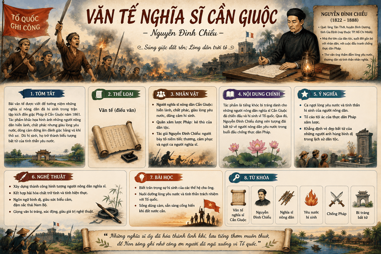 Infographic Văn tế nghĩa sĩ Cần Giuộc