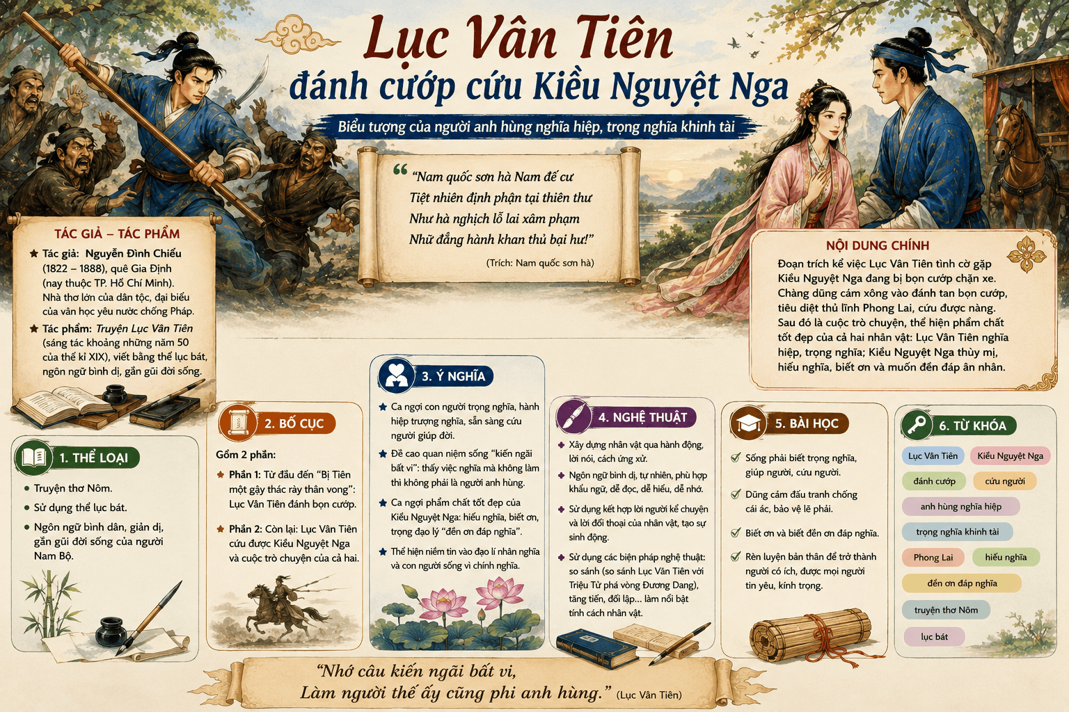  Infographic Lục Vân Tiên đánh cướp, cứu Kiều Nguyệt Nga