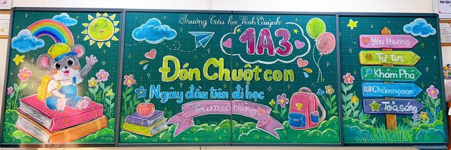 Mẫu trang trí bảng lớp đón học sinh lớp 1