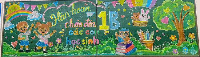 Mẫu trang trí bảng lớp đón học sinh lớp 1