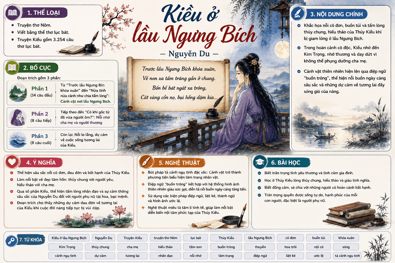Infographic Kiều ở lầu Ngưng Bích