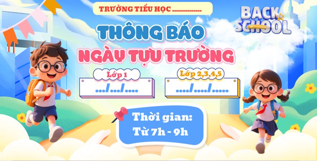 PowerPoint Thông báo ngày tựu trường