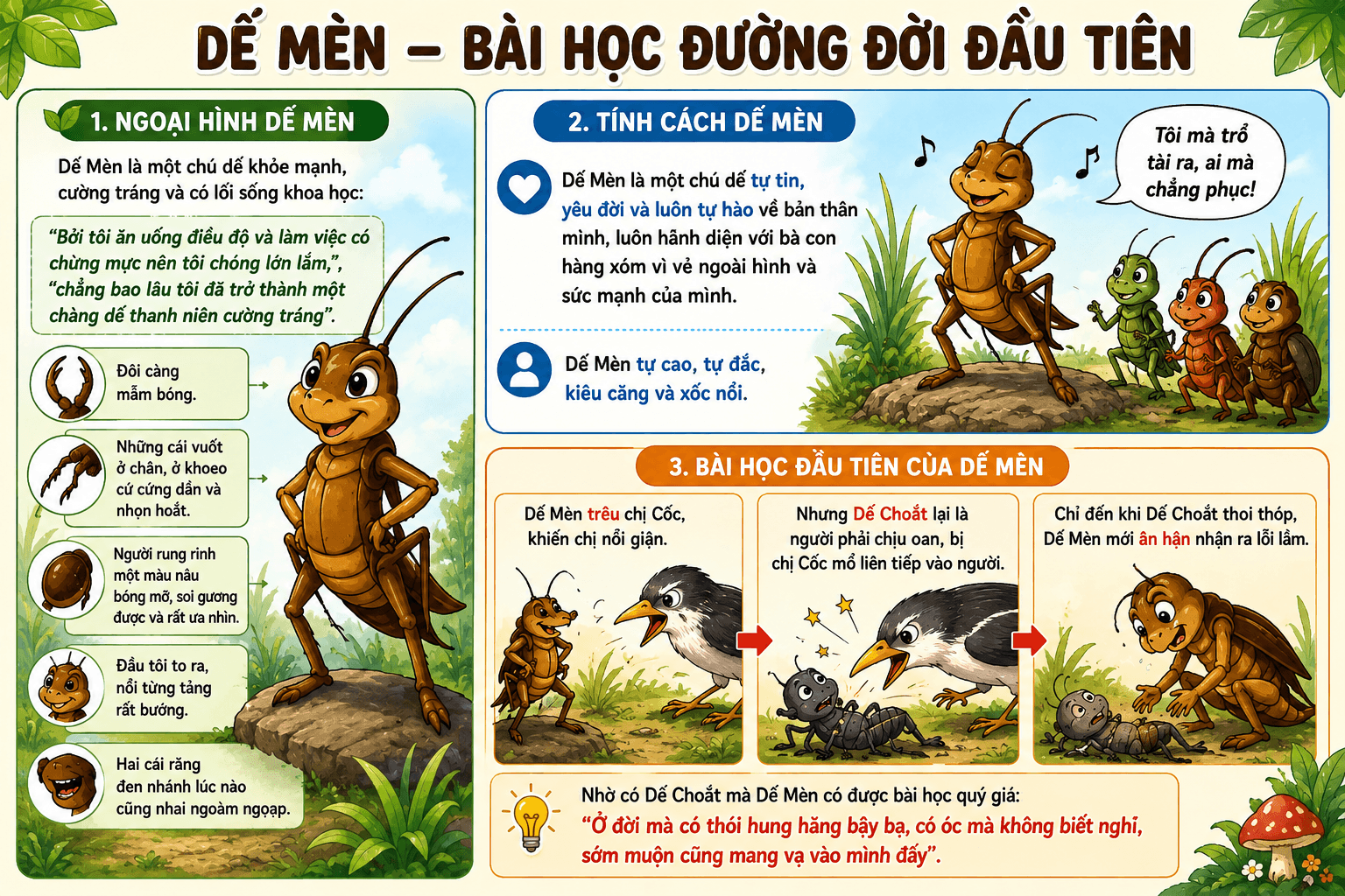Infographic nhân vật Dế Mèn