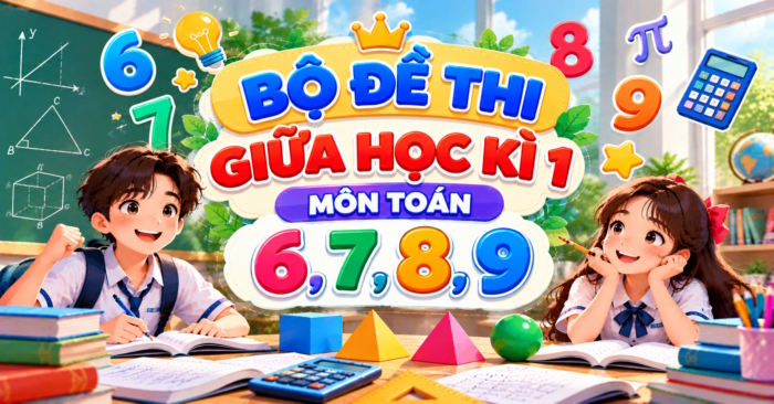 TOP 26 Đề kiểm tra giữa kì 1 Toán 6, 7, 8, 9 