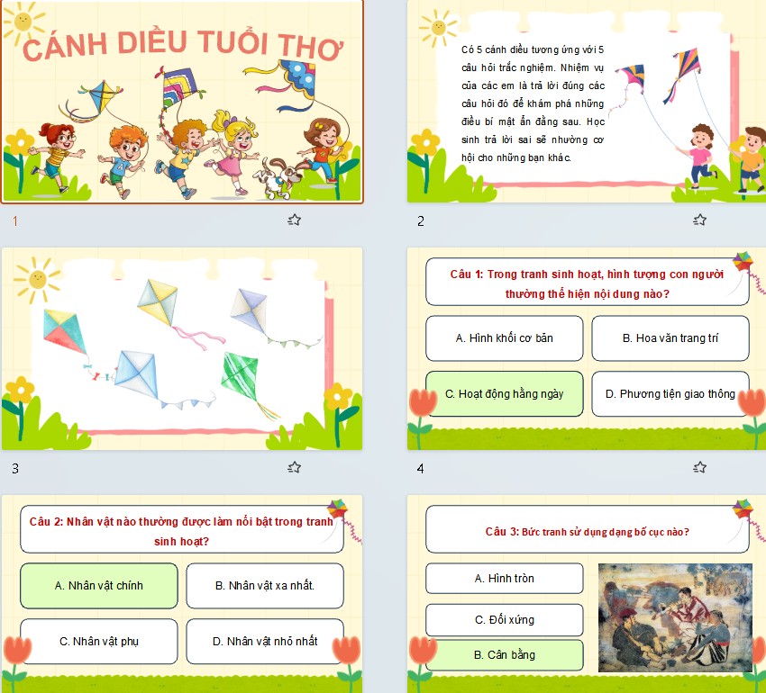 PPT trò chơi Mĩ thuật 8 KNTT 