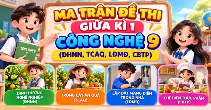 Ma trận đề kiểm tra giữa kì 1 Công nghệ 9