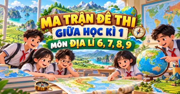 Ma trận đề kiểm tra giữa kì 1 Địa lí 6, 7, 8, 9
