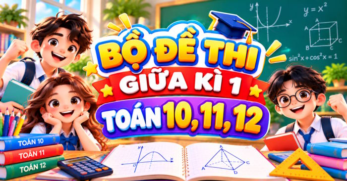 Bộ đề thi giữa học kì 1 môn Toán 10, 11, 12 năm học 2026 - 2027 