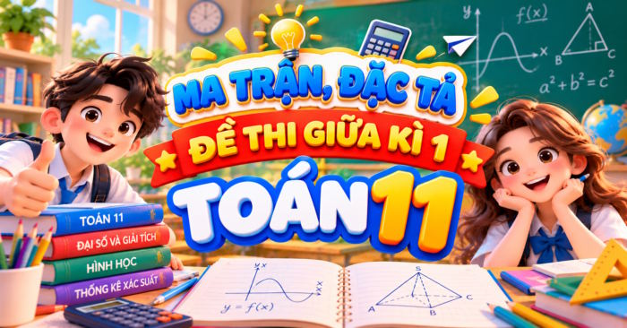 Ma trận đề thi giữa học kì 1 Toán 11 