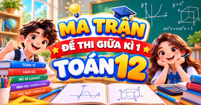 Ma trận đề thi giữa học kì 1 Toán 12